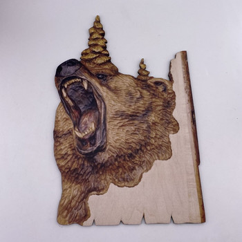 Резба на животни, ръчна изработка, окачена на стена скулптура 3D миеща мечка, мечка, елен, ръчно рисувани декорации за дома, всекидневната, дропшиппинг