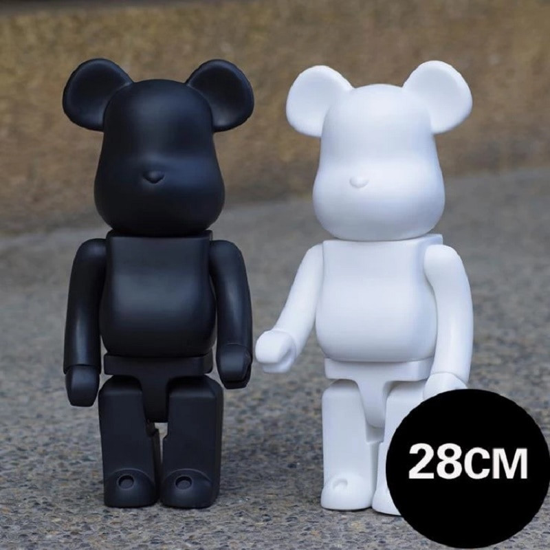 400% Bearbrick Bear@Brick Figurine de acțiune Urs jucării PVC 28cm Model Figurine DIY Vopsea Păpuși Jucării pentru copii Cadouri de aniversare