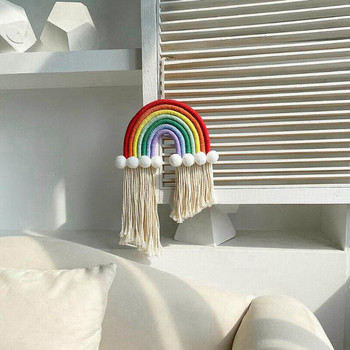 Rainbow Κρεμαστό ντεκόρ Macrame Διακόσμηση σπιτιού Αξεσουάρ Nordic στολίδια τοίχου Παιδικό δωμάτιο βρεφικής φωτογραφίας Διακόσμηση γάμου