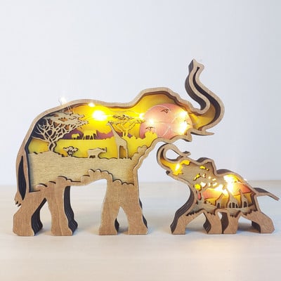 Decor pentru casă de Crăciun Statuie de lup animal din lemn Totem lup creativ Statuie miniaturală de birou Pădure Elan Urs Accesorii ornamentale