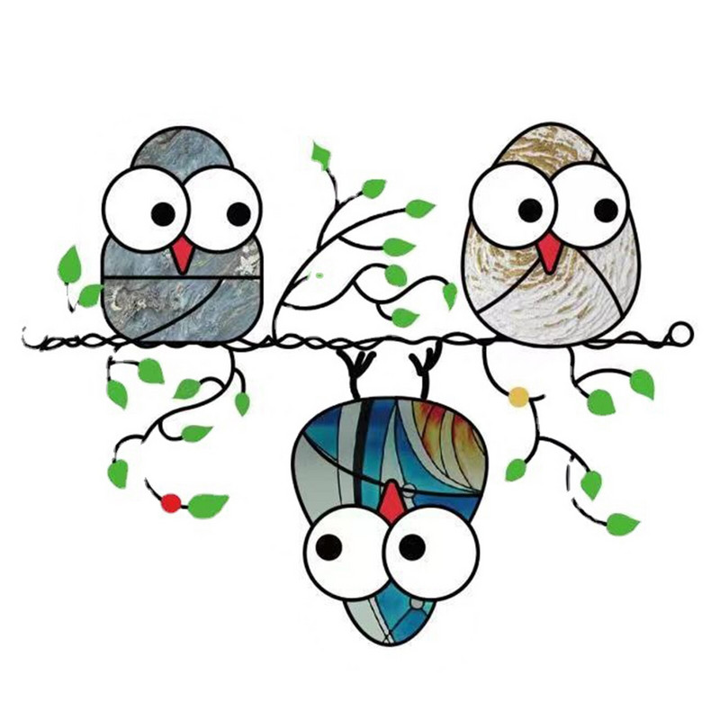 Mini spalvoti langai paukščių pakabukas vėjo varpelis akrilas paukščių kabantys dekoracijos Šeimos durys langas sodo amatai namų aksesuarai