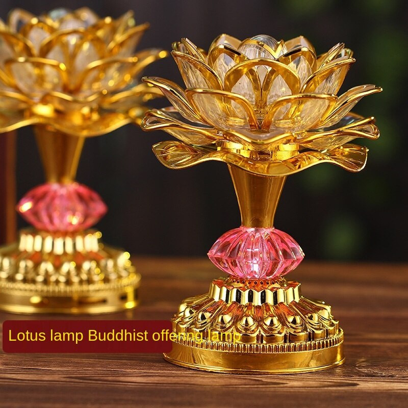 7 színű lótuszvirág lámpa Buddhista imalámpák 52 buddhista dal Buddha zenegép LED színváltó templomfény