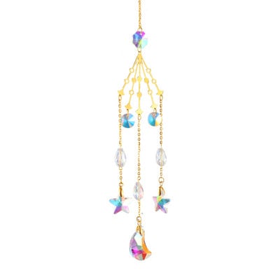 Crystal Wind Moon Csillagfogó gyémánt medál Álomfogó Szivárvány Chaser Lógó Csepp Otthoni Kert Dekor Szélcsengő