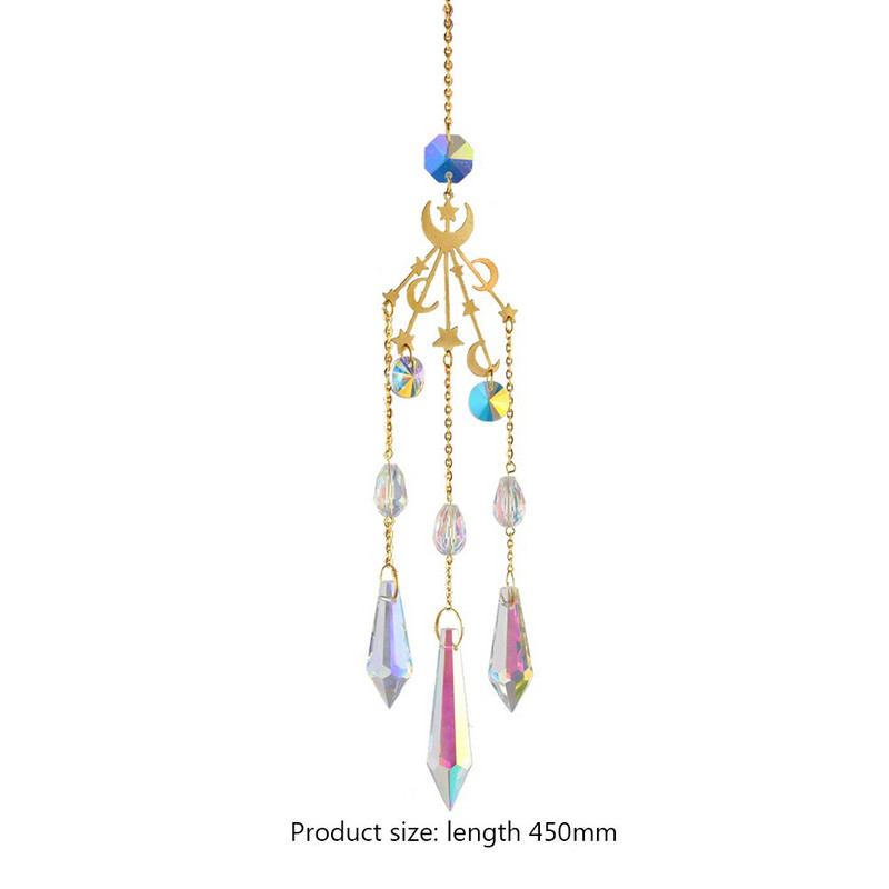 Crystal Wind Moon Csillagfogó gyémánt medál Álomfogó Szivárvány Chaser Lógó Csepp Otthoni Kert Dekor Szélcsengő