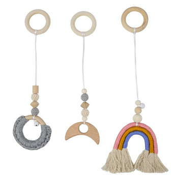 Weave Rainbow Baby Toys Ξύλινες χάντρες Baby Play Gym Ring-pull Κρεμαστά στολίδια Παιχνίδι Διακόσμηση Παιδικού Δωματίου Παιδικό Δώρο