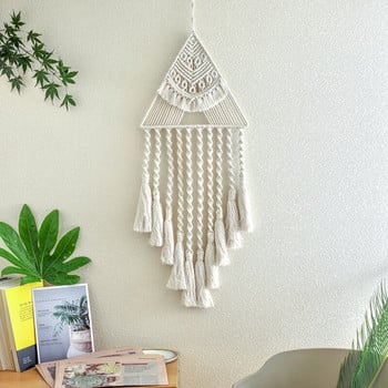 Boho Dream Catcher, Triangle Macrame Crochet Wall Vising Gothic Decor Art Bohimia Gift For Bedroom Детска стая