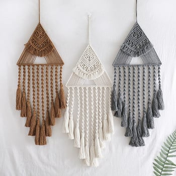 Boho Dream Catcher, Triangle Macrame Crochet Wall Vising Gothic Decor Art Bohimia Gift For Bedroom Детска стая