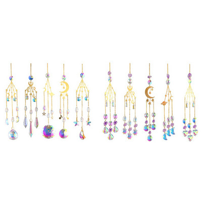 Diamond Wind Chime Hollow Moon Πολύχρωμο Κρεμαστό Στολίδι Διακόσμηση αυλής σπιτιού Έργα τέχνης Δημιουργικό αξεσουάρ φωτισμού