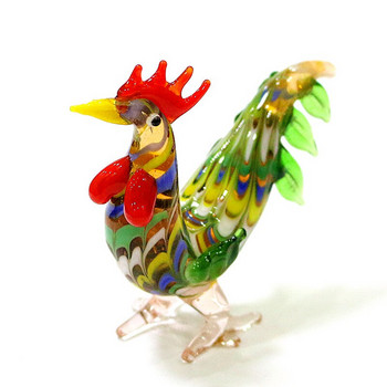 Цветни занаятчийски фигурки на петел от муранско стъкло Миниатюрни сладки, ръчно изработени петли Пилета Животни Орнаменти Начало Декор Новогодишни подаръци
