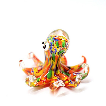 Фигурки на октопод от муранско стъкло Мини цветове на дъгата Ръчно изработени сладки морски животни Занаяти Орнаменти Коледни подаръци за деца Декорация на аквариум