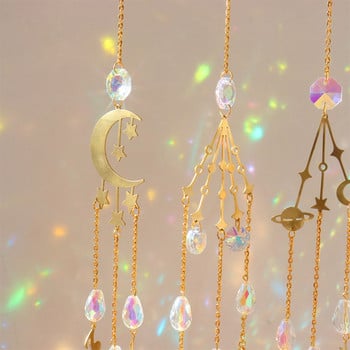 5 τμχ Crystal Sun Catcher Wind Chime Moon Star Natural Stones Prisms Light Catcher Windchimes Κρεμαστό παράθυρο αυτοκινήτου Κρεμαστό σταγόνα