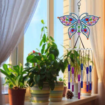 10style Diamond Painting Wind Chime Κρεμαστό κόσμημα με πεταλούδα Κρεμαστό στολίδι Κέντημα με διαμάντια Craft Garden Διακοσμητικό παράθυρο σπιτιού