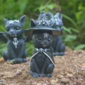 Halloween fekete macska dísz Gyanta Magic Table Art Kiegészítők Kawaii Szobadekor Állatok Miniatűrök Figurák belső dekorációhoz