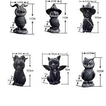 Halloween στολίδι μαύρης γάτας Ρητίνη Magic Table Art Αξεσουάρ Kawaii Διακόσμηση δωματίου Μινιατούρες ζώων Φιγούρες για εσωτερική διακόσμηση