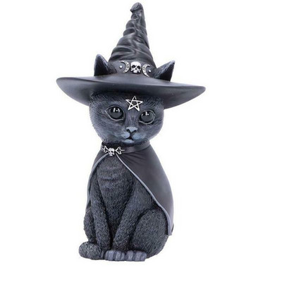 Halloween fekete macska dísz Gyanta Magic Table Art Kiegészítők Kawaii Szobadekor Állatok Miniatűrök Figurák belső dekorációhoz