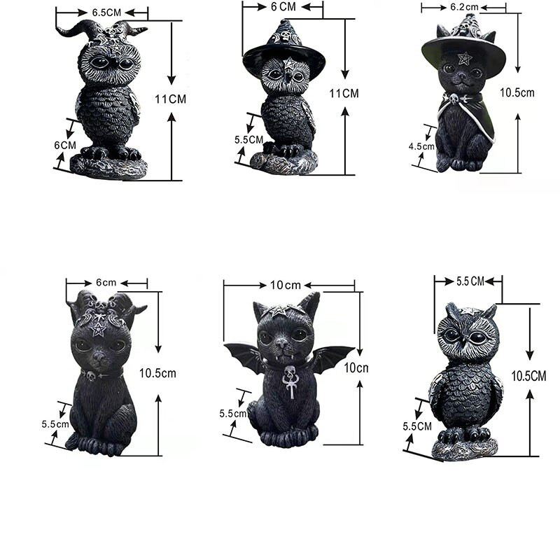 Halloween fekete macska dísz Gyanta Magic Table Art Kiegészítők Kawaii Szobadekor Állatok Miniatűrök Figurák belső dekorációhoz
