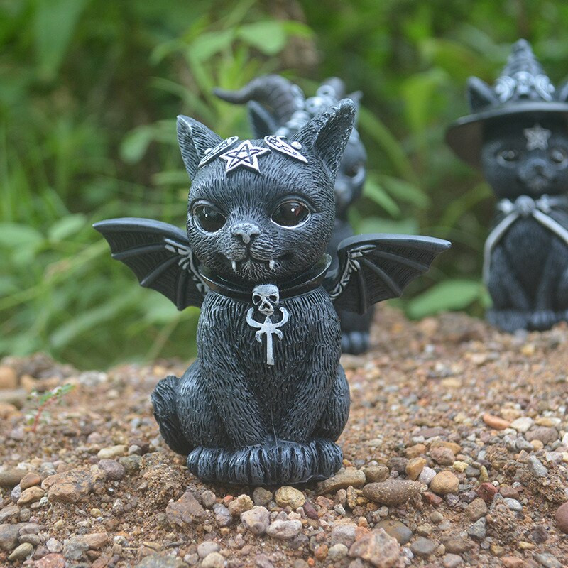 Halloween fekete macska dísz Gyanta Magic Table Art Kiegészítők Kawaii Szobadekor Állatok Miniatűrök Figurák belső dekorációhoz