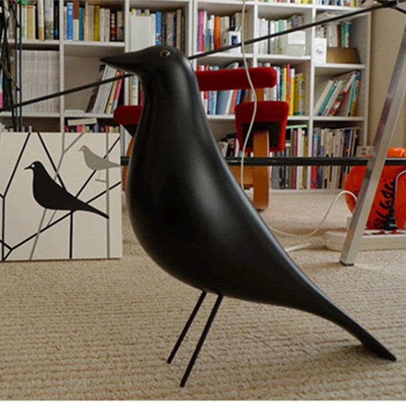 Lakberendezés Béke Madár Szobor Iroda dekoráció Szín Nordic Pigeon Eames Birdie Gyanta Állatfigurák Díszek Fekete