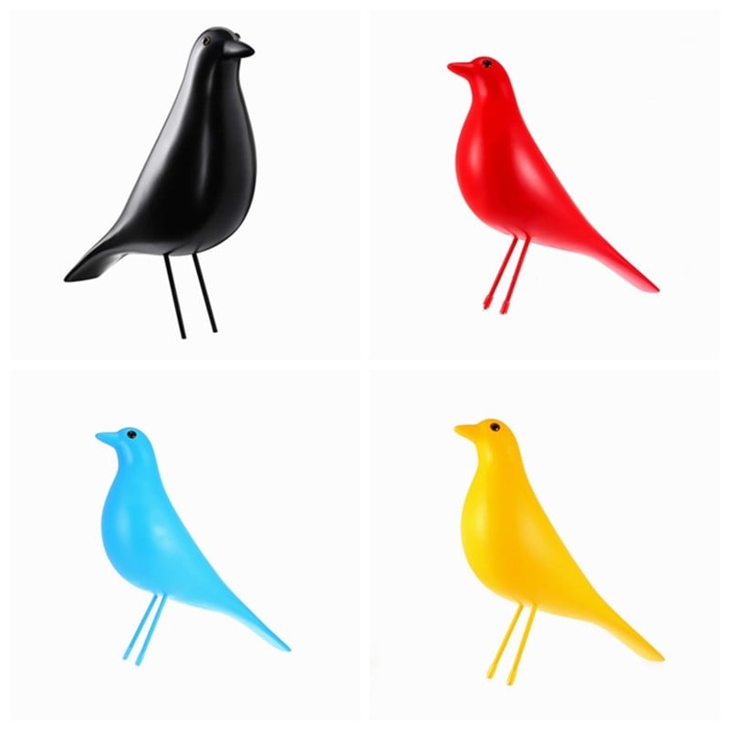Lakberendezés Béke Madár Szobor Iroda dekoráció Szín Nordic Pigeon Eames Birdie Gyanta Állatfigurák Díszek Fekete
