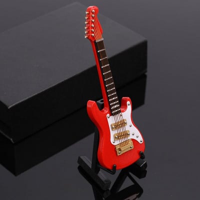 1 készlet Mini elektromos gitármodell Miniatűr dekorációs hangszerek tokkal és állvánnyal