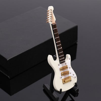 1 készlet Mini elektromos gitármodell Miniatűr dekorációs hangszerek tokkal és állvánnyal