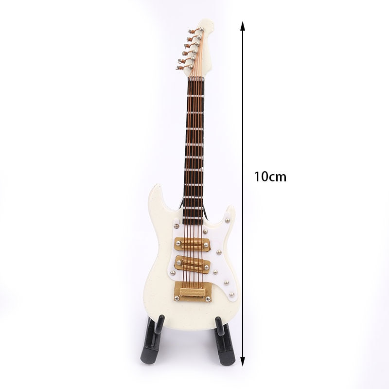 1 készlet Mini elektromos gitármodell Miniatűr dekorációs hangszerek tokkal és állvánnyal
