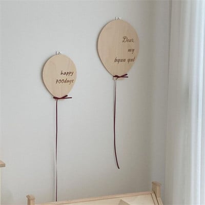 Decor creativ de perete cu balon din lemn pentru creșă Decorații nordice pentru agățat Decorare pentru dormitor pentru bebeluși. Recuzită foto pentru petrecerea de aniversare