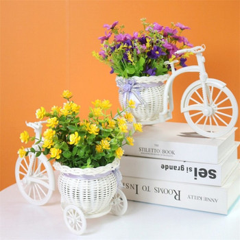 Имитация на кошница за цветя от ратан, ваза, триколка, модел на велосипед, домашна градина, сватбено парти, украшение за бюро, домашен декор, подарък за рожден ден