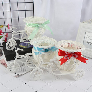 Имитация на кошница за цветя от ратан, ваза, триколка, модел на велосипед, домашна градина, сватбено парти, украшение за бюро, домашен декор, подарък за рожден ден