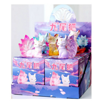 Nine Tailed Fox Mystery Box Girls Decoration Anime Kawaii Colorful Fox Desktop Ornament Birthday Gift Blind Boxes