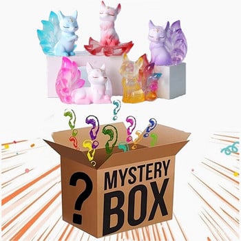 Nine Tailed Fox Mystery Box Girls Decoration Anime Kawaii Colorful Fox Desktop Ornament Birthday Gift Blind Boxes