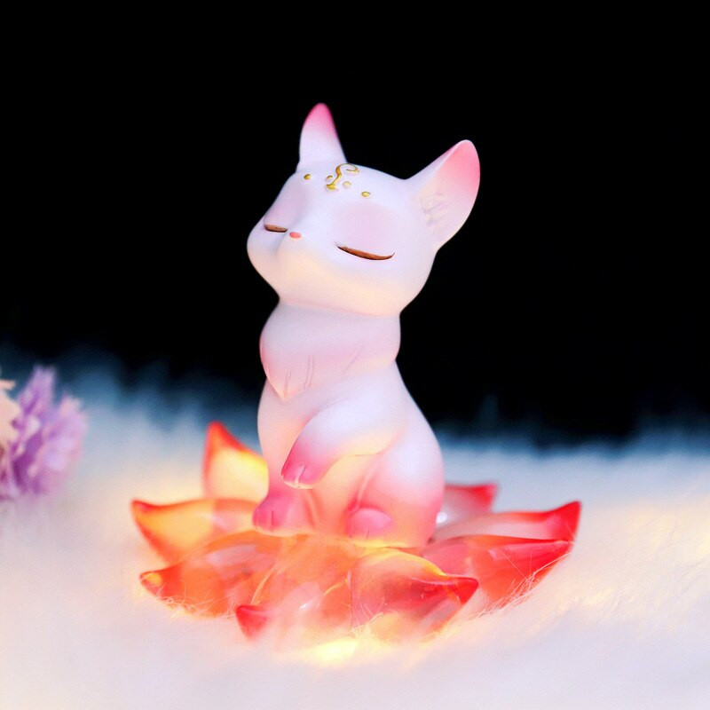 Cutie misterioasă de vulpe cu nouă cozi, decorație pentru fete, anime, kawaii, vulpe colorată, ornament de birou, cadou de aniversare, cutii oarbe