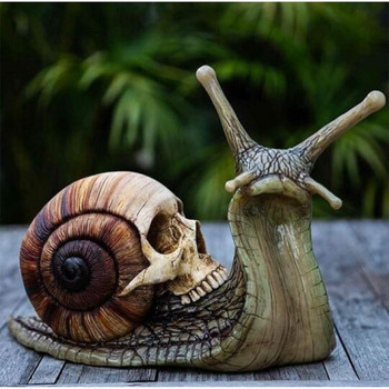 Halloween New Skull Snail Sculpture Resin Sculpture Gothic Garden Διακόσμηση σπιτιού από ρητίνη Crafts Διακόσμηση σπιτιού Αίθριο Snail Skull