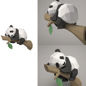 Model de hârtie 3D cu animale, Origami geometric cu panda pe copac pentru decorarea interioară, decorarea peretelui, vânzare cu amănuntul de jucării educaționale pentru copii