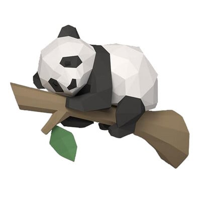 Model de hârtie 3D cu animale, Origami geometric cu panda pe copac pentru decorarea interioară, decorarea peretelui, vânzare cu amănuntul de jucării educaționale pentru copii