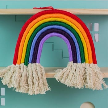 INS Nordic Hand-woven Rainbow Tapestry Boho Διακοσμητικά τοίχου με φούντα ουράνιο τόξο Διακόσμηση Παιδικού Δωματίου Wind Chimes Photo Props