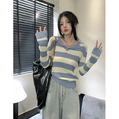 Γυναικείο πουλόβερ με γιακά και μακριά μανίκια