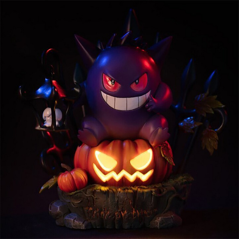 Halloweeni dekorációk otthonra Halloween tök Gengar-king Világos pokémonok, figurák díszítések gyanta díszek party dekorációk