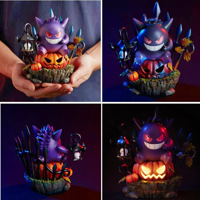 Halloweeni dekorációk otthonra Halloween tök Gengar-king Világos pokémonok, figurák díszítések gyanta díszek party dekorációk