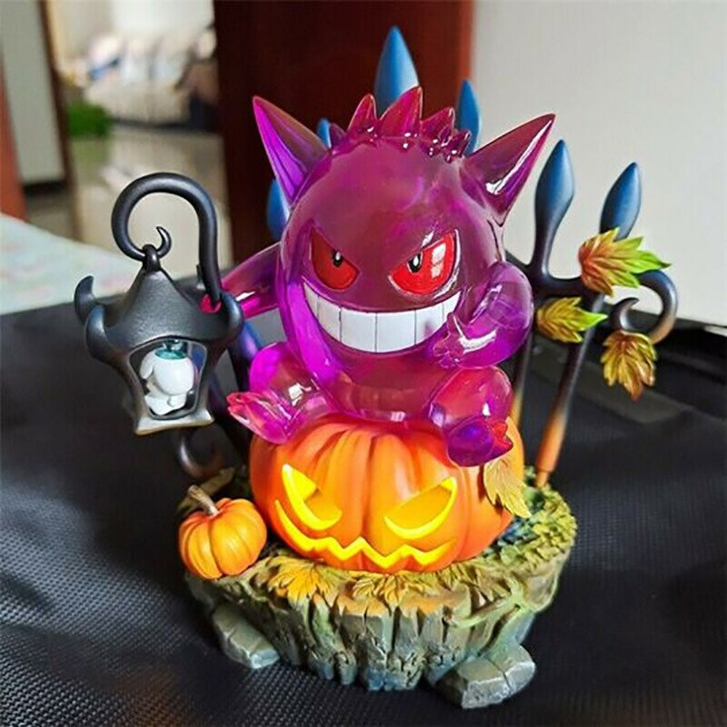 Halloweeni dekorációk otthonra Halloween tök Gengar-king Világos pokémonok, figurák díszítések gyanta díszek party dekorációk