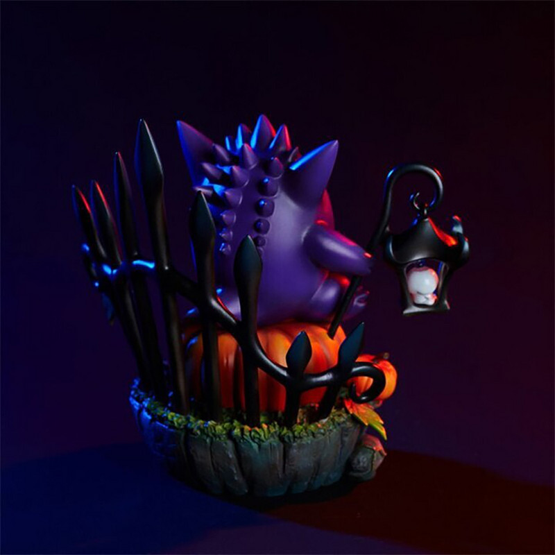 Halloweeni dekorációk otthonra Halloween tök Gengar-king Világos pokémonok, figurák díszítések gyanta díszek party dekorációk