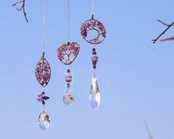 3 ΤΕΜ. Fantasy Purple Tree of Life Suncatchers Rainbow Maker Κρεμαστό κρυστάλλινο ντεκόρ για παράθυρο, αυτοκίνητο, γάμο, πάρτι