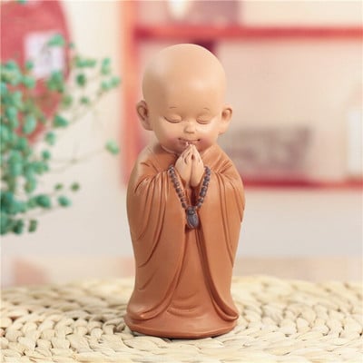 Buddha szobor kis szerzetes Gyanta aranyos otthoni klub Feng Shui dekoráció Kézműves Boutique tea kisállat ékszerek ingyenes szállítás