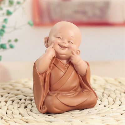 Buddha szobor kis szerzetes Gyanta aranyos otthoni klub Feng Shui dekoráció Kézműves Boutique tea kisállat ékszerek ingyenes szállítás