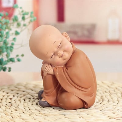 Buddha szobor kis szerzetes Gyanta aranyos otthoni klub Feng Shui dekoráció Kézműves Boutique tea kisállat ékszerek ingyenes szállítás