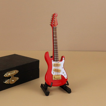 Миниатюрен миниатюрен модел на електрическа китара за бас миниатюрна колекция от модели на музикални инструменти с мини дървена мини мандолина