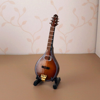 Миниатюрен миниатюрен модел на електрическа китара за бас миниатюрна колекция от модели на музикални инструменти с мини дървена мини мандолина