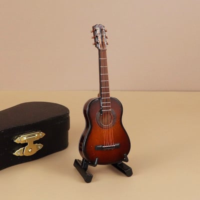 Mini gitár Miniatűr elektromos gitár basszusgitár miniatűr fa mini mandolin hangszer modell kollekció