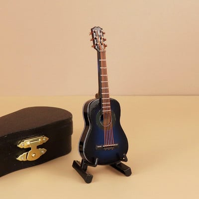 Mini gitár Miniatűr elektromos gitár basszusgitár miniatűr fa mini mandolin hangszer modell kollekció