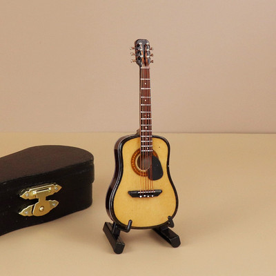 Mini gitár Miniatűr elektromos gitár basszusgitár miniatűr fa mini mandolin hangszer modell kollekció